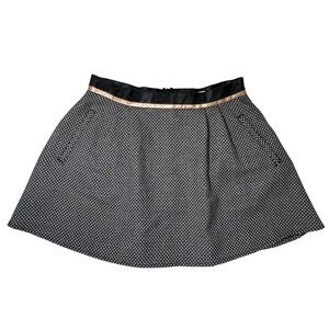 BCBGeneration Mini Skirt Faux Leather Trim Black White Rose Gold 2 QUT3E338